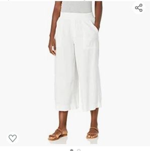 NWOT Splendid White Linen Blend Cropped Wide Leg Pants Size Small